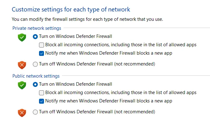configure windows firewall before installation