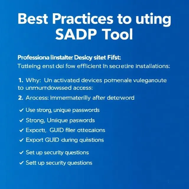 Best Practices for Using SADP Tool