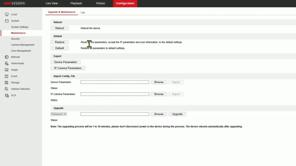 Restore Hikvision NVR to Factory Default